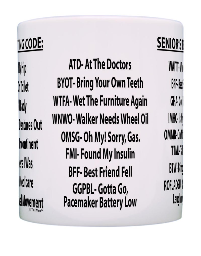 ThisWear Retirement Mug Senior's Texting Code Office Humor 11oz Ceramic Coffee Mug White - Image 4